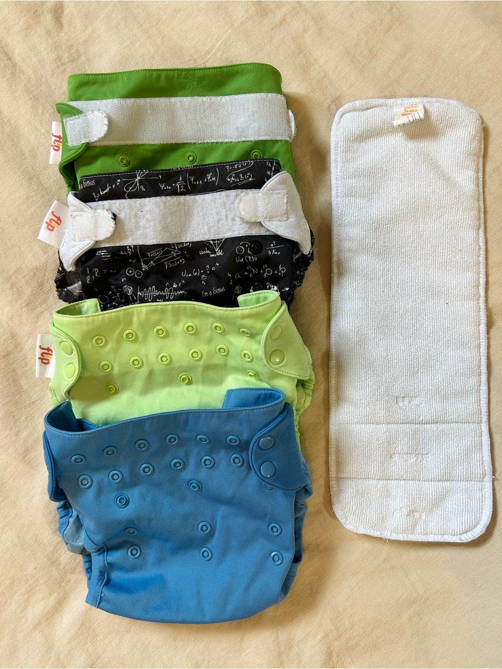 Reusable Kids Cloth Diaper Set in Blue, Lime & Green